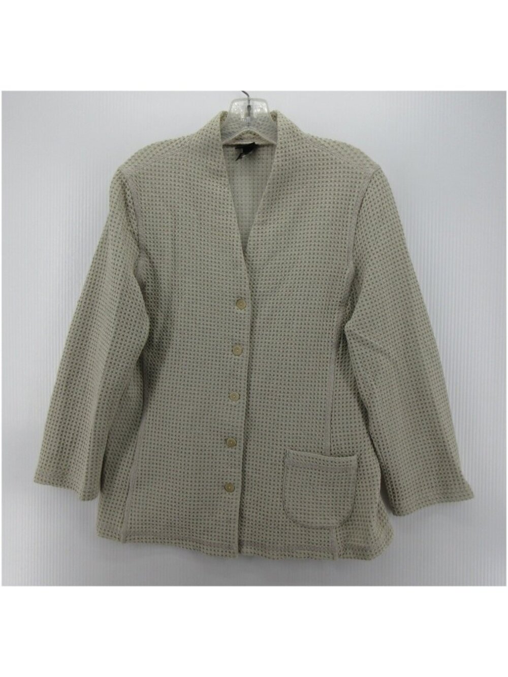 Eileen Fisher Jacket Large Waffle Knit Textured Shacket Button Down